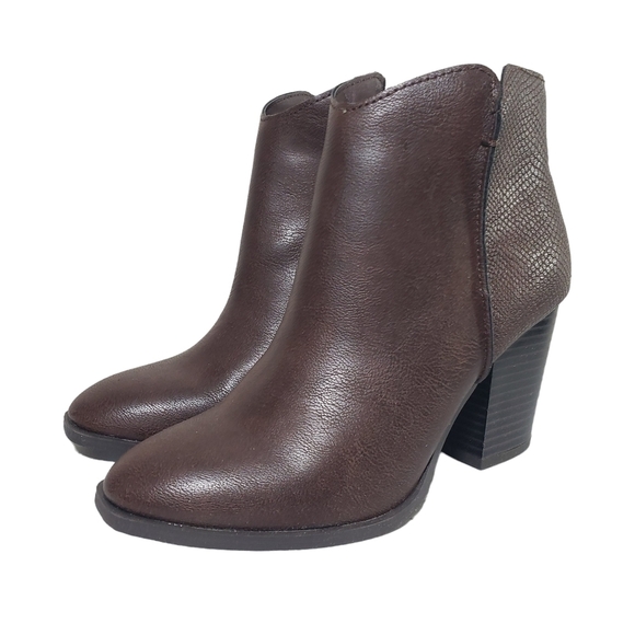 Sun + Stone Gracey Brown Zip Almond Closed Toe Block Heel Bootie Sz 5M - Picture 3 of 12